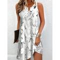 Damen Mini Kleid Petite Kleid Petite Kleid T-Shirt Kleid Tee Kleid Sommerkleid Aktivmode Streetwear Outdoor Urlaub Freizeit Regular Fit Floral Ärmellos Schlitzkragen Schwarz