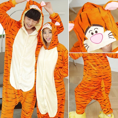 Karnevalskostüm Tier Monster Tiger Karneval Kigurumi-Pyjamas Ausgefallene Kostüme Gruppenkostüm Warm Lustiges Kostüm Bequem Erwachsene Unisex Männer und Frauen Halloween Karneval Leistung Party