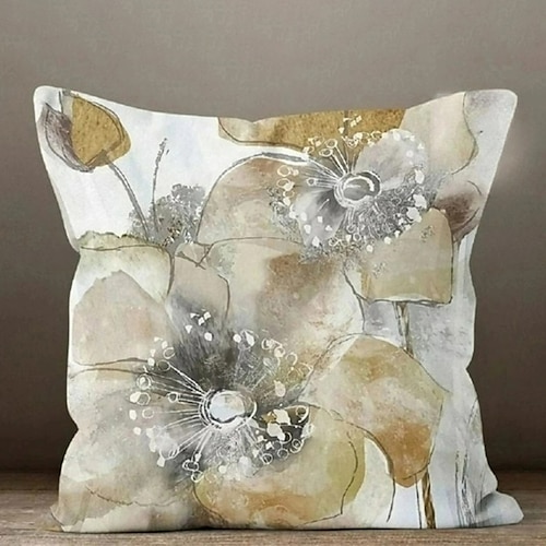 Blauer Blumen-Doppelseiten-Kissenbezug, 1 Stück, weich, dekorativ, quadratischer Kissenbezug, Kissenbezug für Schlafzimmer, Wohnzimmer, Sofa, Couch, Stuhl Image