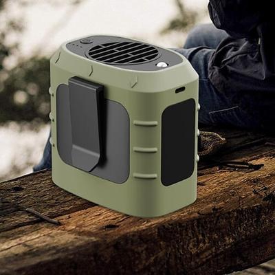USB-Ventilator zum Aufhängen am Hals, integrierte Taschenlampe, blattlos, Dual-Clip, 8000 mAh, Powerbank Typ C, Aufladen mit Trageband für Camping-Angeln Image
