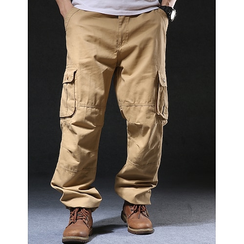 Herren Cargohose Cargohosen Cargohose Wanderhose Tasche Glatt Komfort Atmungsaktiv Outdoor Täglich Ausgehen Modisch Brautkleider schlicht Armee-Gelb Schwarz Mikro-elastisch Image