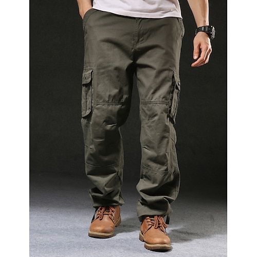 Herren Cargohose Cargohosen Cargohose Wanderhose Tasche Glatt Komfort Atmungsaktiv Outdoor Täglich Ausgehen Modisch Brautkleider schlicht Armee-Gelb Schwarz Mikro-elastisch Image