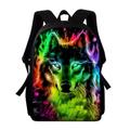 Herren Damen Kinder Schultasche 3D Rucksack Schulanfang Täglich Wolf 3D-Druck Oxford Hohe Kapazität Reißverschluss Bedruckt Schwarz Purpur Grün