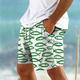 Herren Boardshorts Badeshorts Badehose Schwimmshorts Bademode Kordelzug mit Mesh-Futter Elastische Taille Fische Komfort Atmungsaktiv Kurz Festtage Urlaub Strand Urlaub Hawaiianisch Marineblau Braun