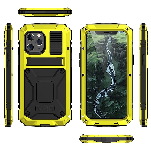 Handy Hülle Handyhüllen Für iPhone iPhone 17e 16 15 14 Pro Max Plus 16e 13 12 11 Pro Max Mini Wasserdicht Ganzkörperhülle Rüstung Militärschutz mit Frontscheibenglasfolie Metall Silikon Image