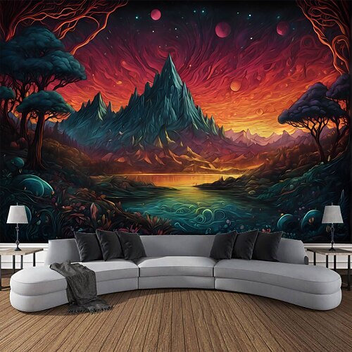 Psychedelischer abstrakter Wald zum Aufhängen, Wandteppich, Wandkunst, großer Wandteppich, Wanddekoration, Fotografie, Hintergrund, Decke, Vorhang, Zuhause, Schlafzimmer Wohnzimmer Wandtuch XXL Natur Image