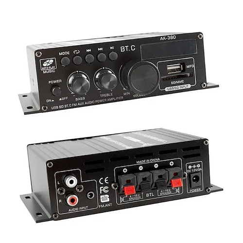 Hohe Qualität 1 Satz 800 W 2-Kanal-BT-Mini-Hifi-Leistungsverstärker Audio-Stereo-Verstärker für Zuhause, Auto, FM Image