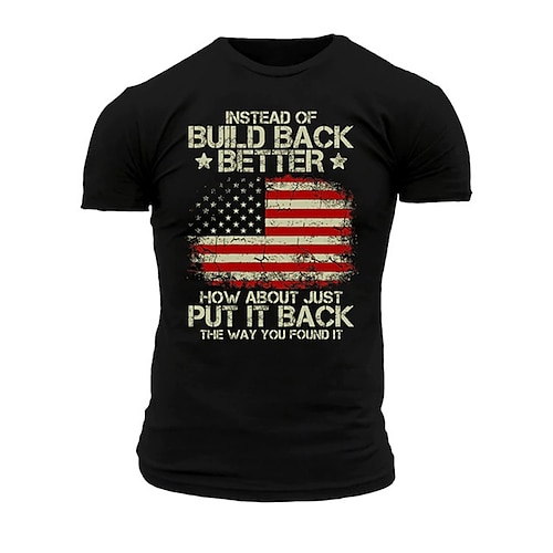 US Amerika 250 Jahre Jubiläum Veteranentag Herren Patriot Patriotischer Veteran Grafikbuchstaben Nationale Flagge T-Shirt Lässiger Stil Baumwoll Kurzarm Grafikshirt Wein Schwarz Weiß Bequemes Tee Image