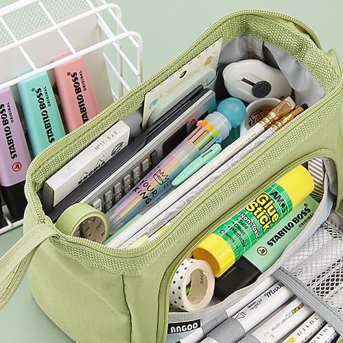 Stiftetui Stiftetui Marker Tasche Verschleißfest Mehrzweck mit Reißverschluss Canvas für Schule Schüler Zurück zur Schule Geschenk Image