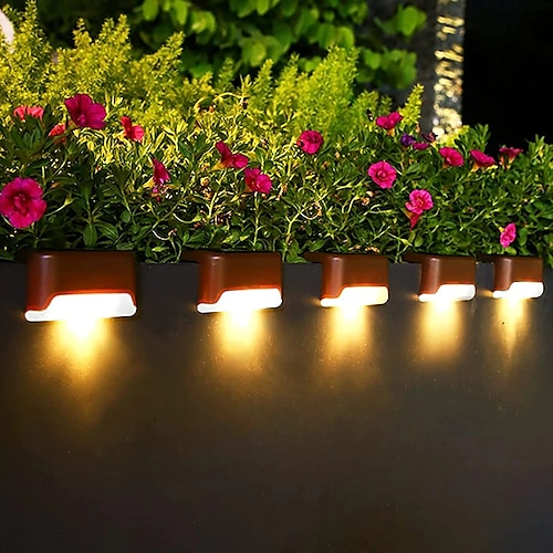 LED Außenwandleuchte Solarlampen 4 stücke solar zaun lichter im freien wasserdicht garten licht hof zaun schritte balkon gehweg urlaub dekoration beleuchtung solar nacht lampe Image
