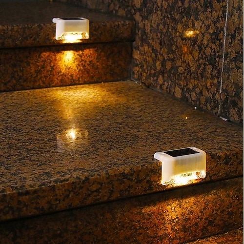 LED Außenwandleuchte Solarlampen 4 stücke solar zaun lichter im freien wasserdicht garten licht hof zaun schritte balkon gehweg urlaub dekoration beleuchtung solar nacht lampe Image