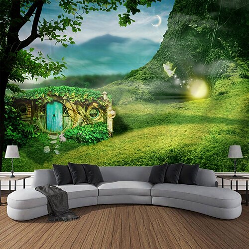 Wandteppich Landschaft Wald hängende Tapisserie Wandkunst große Tapisserie Wandbild Dekor Foto Hintergrund Decke Vorhang Zuhause Schlafzimmer Wohnzimmer Dekoration Wandtuch XXL Natur Image