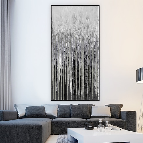 handgemaltes Wandkunst-Ölgemälde auf Leinwand – vertikales Gemälde, Wandkunst, abstraktes Gemälde, Einweihungsgeschenk – goldene Striche, Kunstwerk, Originalgemälde für Wohnzimmerdekoration Image