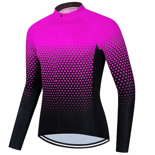 Herren Radtrikot Farbverlauf Langarm Fahhrad Trikot Oberteil mit 3 Gesäßtaschen Mountainbike MTB Straßenradsport Schnelltrocknend Reflektierende Streifen Rückentasche Feuchtigkeitsableitend Sport Image