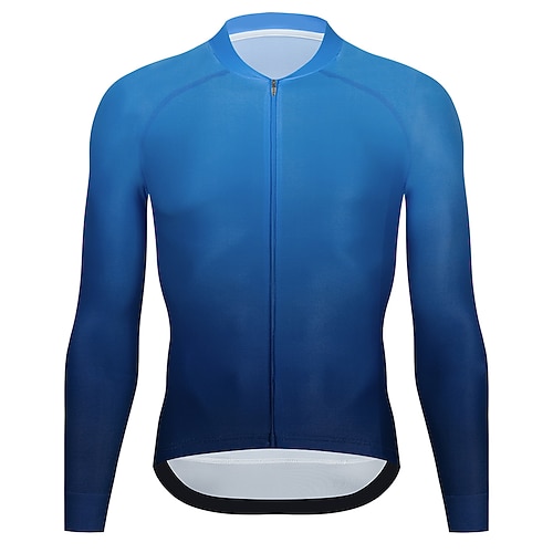 Herren Radtrikot Farbverlauf Langarm Fahhrad Trikot Oberteil mit 3 Gesäßtaschen Mountainbike MTB Straßenradsport Schnelltrocknend Reflektierende Streifen Rückentasche Feuchtigkeitsableitend Sport Image