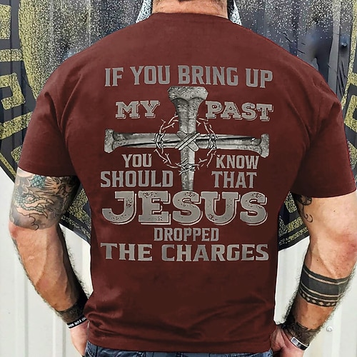 Herren Grafik T-Shirt Jesus hat die Anklagen fallengelassen Christlicher Glaube Erlösung Kurzarm Image