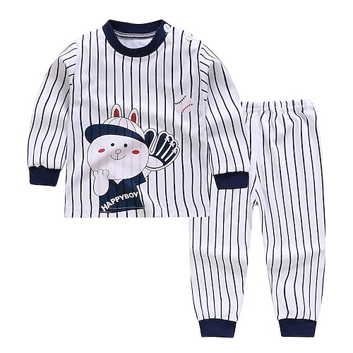 Unisex-Hoodie für Kinder Hosen Bekleidungsset 2-teilig Langarm dunkelblau Cartoon Tier Baumwolle Freizeit Komfort 2-6 Jahre Image