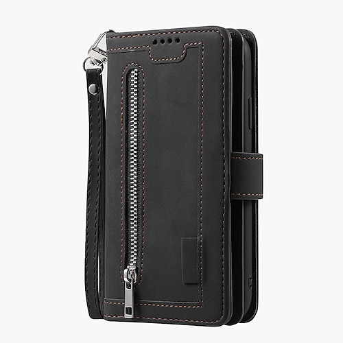 Handy Hülle Handyhüllen Für Samsung Galaxy S25 S24 S23 S22 S21 FE S21 Ultra Plus A14 A34 A54 A73 Ganzkörperhülle Brieftaschenhülle Mit Ständer Bling Reisverschluss Retro Glitzernd PU-Leder Image