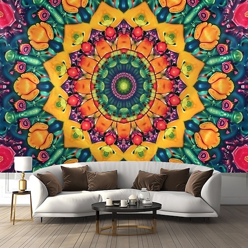 Mandala-Bohemien-Hängeteppich, Hippie-Wandkunst, großer Wandteppich, Wanddekoration, Fotografie, Hintergrund, Decke, Vorhang, Zuhause, Schlafzimmer, Wohnzimmer, Dekoration Image