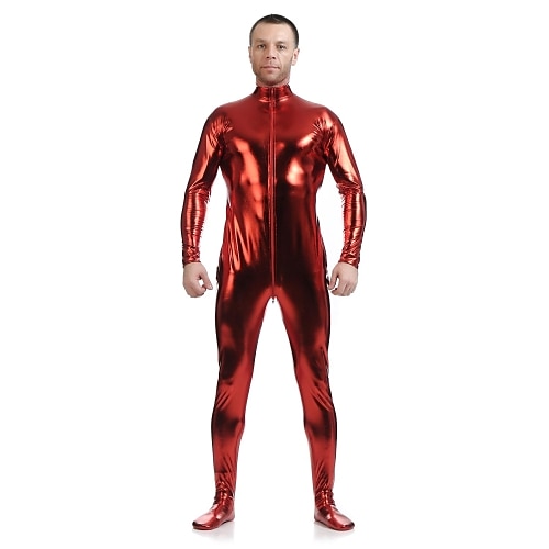 Glänzende Zentai-Anzüge Cosplay Kostüm Ganzkörperanzug Karnevalskostüm Ganzkörperanzug Herren Damen Sex Sexy Kostüm Einfarbig Elasthan Latex Kostüm für Halloween Erwachsene Image