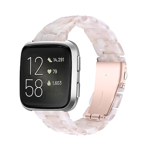 Uhrenarmband für Fitbit Versa 2 / Versa Lite / Versa SE / Versa Harz Ersatz Gurt Damen Metallverschluss Schnalle aus Edelstahl Gliederarmband Armband Image