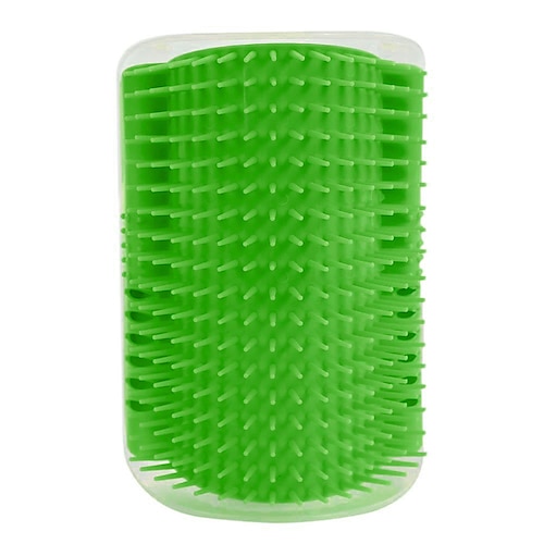 Katzenbürstenecken-Katzenmassage-Selbstpfleger-Kammbürstenkatze reibt das Gesicht mit einem kitzelnden Kamm Katzenprodukt-Dropshipping Image