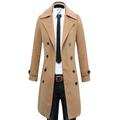 Herren Wintermantel Mantel Peacoat Trenchcoat Formal Geschäft Winter Polyester warm halten Warm Oberbekleidung Bekleidung Mäntel / Jacken Feste Farbe Vintage-Stil Fallendes Revers