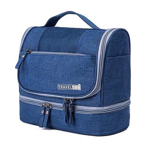 Herren Damen Handtasche Makeup Tasche Kosmetik Tasche Polyester Oxford Stoff Festtage Strand Reise Reißverschluss Hohe Kapazität Wasserdicht Atmungsaktiv Feste Farbe Blau Dunkelblau Grau