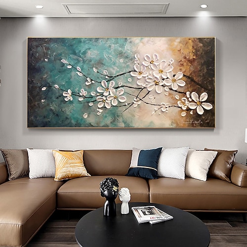 Blumenbaum des Lebens, abstraktes Ölgemälde, original strukturierte Leinwandkunst, handgemalt, Wohnzimmer, Heimdekoration, Geburtstagsgeschenk, Landschaftswanddekoration (kein Rahmen) Image