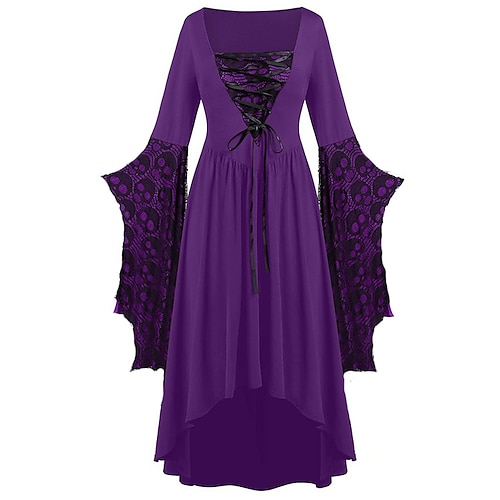 Retro Vintage Punk Gothic Mittelalterlich Kleid Maskerade Hexe Hexen Schädel Kostüm Damen Fantasie Steampunk Walpurgisnacht Halloween Karneval Maskerade Halloween Party / Abend Erwachsene Kleid Image