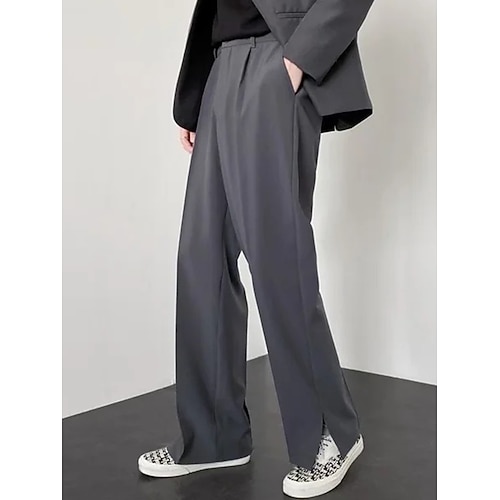 Herren Anzughosen Hose Hosen Anzughose Tasche Elastische Taille Glatt Komfort Atmungsaktiv Outdoor Täglich Ausgehen Modisch Brautkleider schlicht Schwarz Blau Image