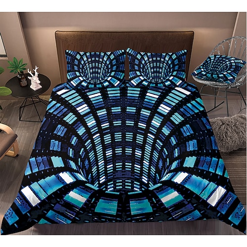3D-Wirbel-Bettbezug-Bettwäsche-Sets Bettbezug mit 1 Bettbezug oder Bettdecke, 1 Blatt, 2 Kissenbezügen für Doppelbett/Königin/König (1 Kissenbezug für Zwillinge/Einzelbetten) Image