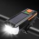 Solar-Fahrradlicht, USB- und Solar-Lade-Frontlicht mit 120 dB Hupe für Nachtfahrten, Mountainbike-Scheinwerfer, 200 m, 2000 mAh, wiederaufladbarer Akku