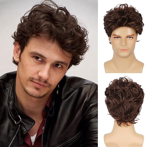 Herrenperücken kurze silbergraue Perücke synthetische hitzebeständige natürliche Halloween-Cosplay-Haarperücke Image