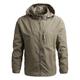 Herren Outdoorjacke Shell-Jacke Windjacke Sport Freizeitskleidung Windbreaker Draussen Bestickt Zip Frühling Herbst Feste Farbe Gymnastik Komfort Mit Kapuze Schwarz Khaki Armeegrün Dunkelblau Grau