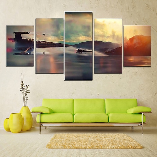 5 Paneele Landschaftsdrucke Poster/Bild Strand blau Meer Sonnenuntergang moderne Wandkunst Wandbehang Geschenk Heimdekoration gerollte Leinwand kein Rahmen ungerahmt ungedehnt Image