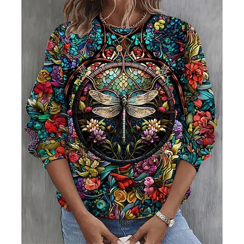Sweatshirt für Damen, Grafik, Tier, Schmetterling, lässig, Sport-Print, Sportbekleidung, lustig, Rundhalsausschnitt, lange Ärmel, mikroelastisch, Herbstamp;Winterkomfort, atmungsaktives, weiches Image
