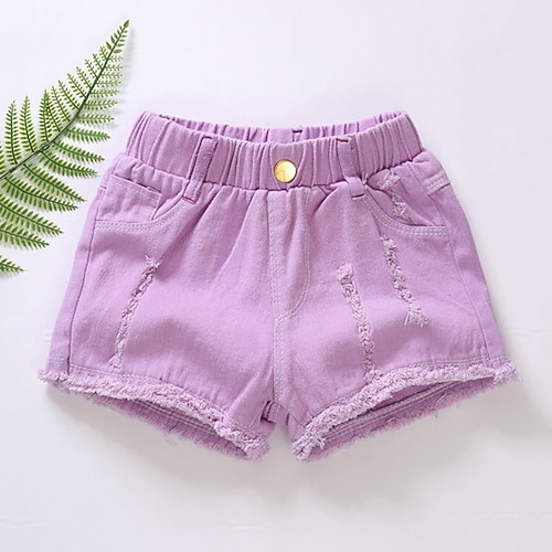 kinderkleidung Mädchen Kurze Hose Feste Farbe Aktiv Ausgehöhlt Outdoor Baumwolle 3-7 Jahre Sommer Schwarz Weiß Gelb Image