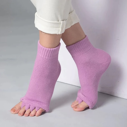1 Paar zehenlose Yoga-Socken, geteilte Fünf-Zehen-Socken, bequeme und atmungsaktive Fußausrichtungssocken, rutschfeste Massagesocken Image