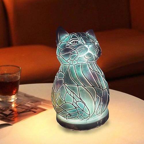 Schreibtischlampe aus Kunstharz, Tierserie, simulierte Buntglas-Dekor-Tischlampe, Vintage-Nachttischlampe, 15 cm/5,9 Zoll