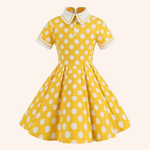 Retro Vintage 1950er Jahre Grease Outfits Rockabilly Midi Kleid Swing Kleid Schwingkleid Polka Punkte Schickes Kleid Damen Maskerade Maskerade Date Frühling Sommer Image
