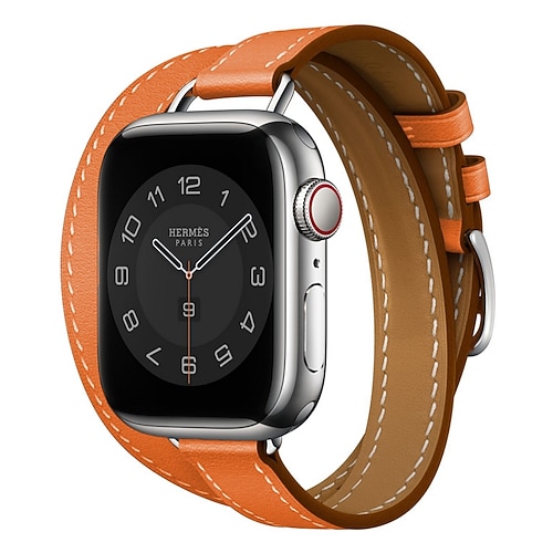 Double Tour Kompatibel mit Apple Watch Armband 38mm 40mm 41mm 42mm 44mm 45mm 49mm Metallverschluss Verstellbar PU - Leder Ersatzarmband für iwatch Ultra 2 Series 9 8 7 SE 6 5 4 3 2 1 Image
