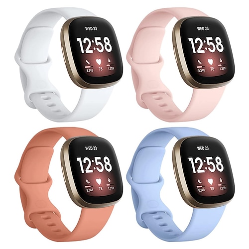 4 Packung Smartwatch-Band Kompatibel mit Fitbit Versa 4 Sense 2 Versa 3 Sense Silikon Smartwatch Gurt Verstellbar Frauen Männer Sportarmband Ersatz Armband Image