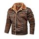 Herren Sherpa-Jacke Jacke Lederjacke Kunstlederjacke Täglich warm Regendicht Bestickt Einfarbig Brautkleider schlicht Umlegekragen Standard Regular Fit Schwarz Braun Khaki Jacken