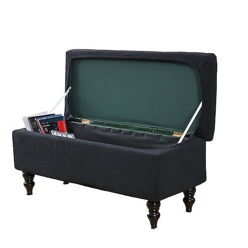 Ottomane-Bezug, rechteckiger Jacquard-Bezug mit Aufbewahrung, burgunderfarben, Ottomane-Bank-Schonbezüge, klappbarer Sitzbank-Bezug, Fußstützen-Hocker-Schonbezug für Schlafzimmer und Wohnzimmer Image