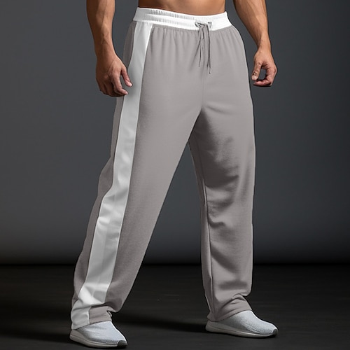 Herren Jogginghose Trainingshose Jogginghose Jogger Jogginghose mit weitem Bein Hose Hosen Tasche Kordelzug Elastische Taille Farbblock Komfort Atmungsaktiv Outdoor Täglich Ausgehen Modisch Image
