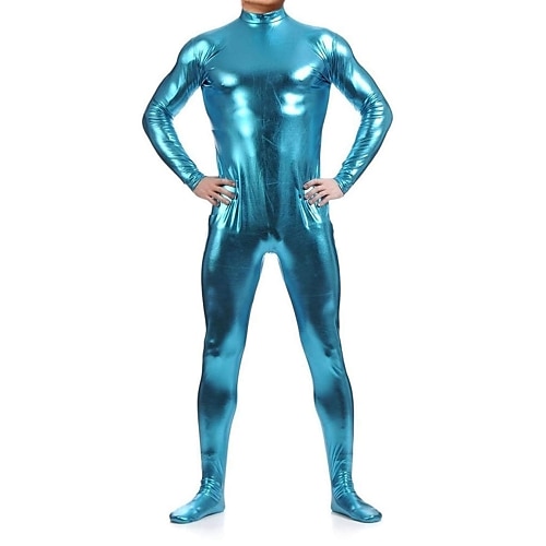 Glänzende Zentai-Anzüge Ganzkörperanzug Bodysuit Karnevalskostüm Ganzkörperanzug Herren Damen Sex Einfarbig Elasthan Latex Kostüm für Halloween Maskerade Erwachsene Image