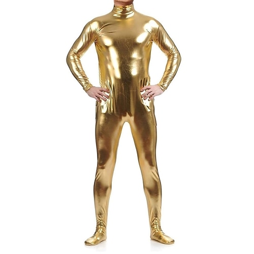 Glänzende Zentai-Anzüge Ganzkörperanzug Bodysuit Karnevalskostüm Ganzkörperanzug Herren Damen Sex Einfarbig Elasthan Latex Kostüm für Halloween Maskerade Erwachsene Image