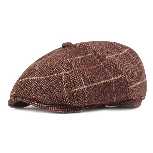 Herren Baskenmütze Ballonmütze Tweed-Mütze Beige Kaffee Polyester Strassenmode Stilvoll 1920er Jahre Mode Outdoor Täglich Ausgehen Gitter Sonnenschutz Image