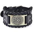 Wikinger Armband Punk Leder Manschette Armband Gothic Leder Armband Armband mit nordischen Amulett skandinavischen Talisman keltischen heidnischen Schmuck